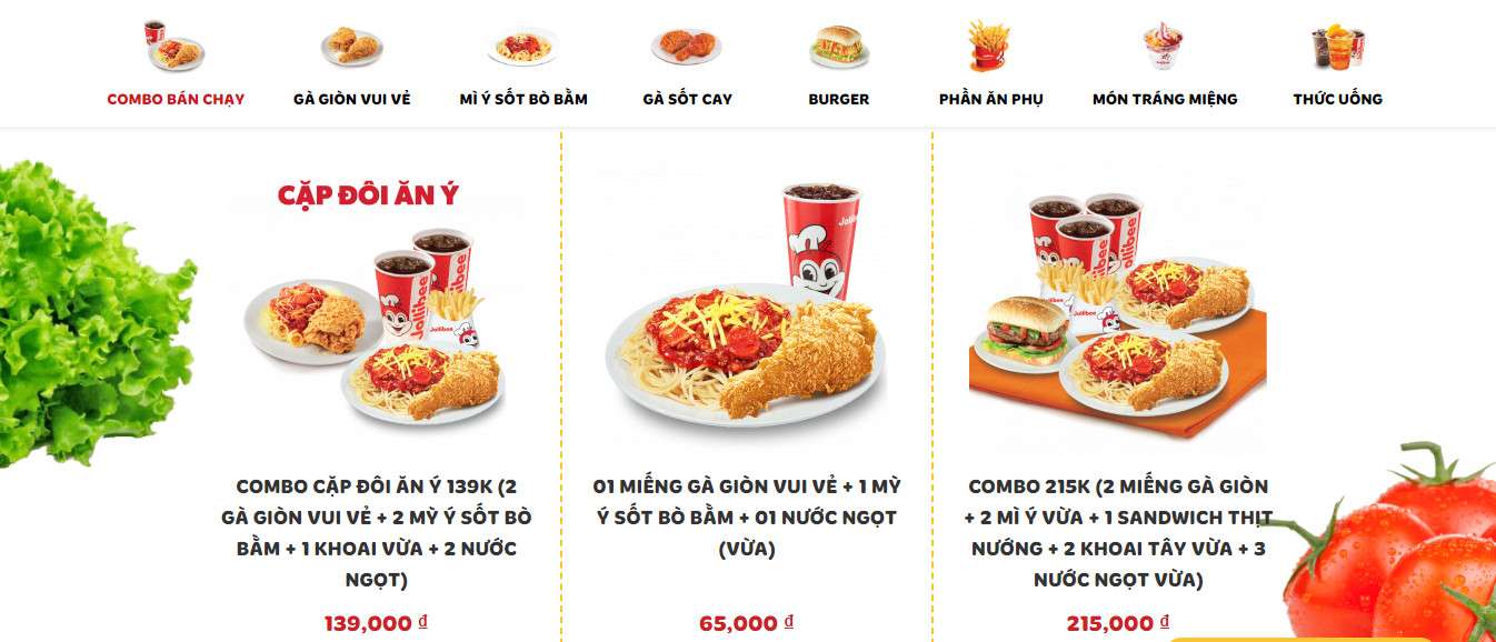 Jollibee menu combo