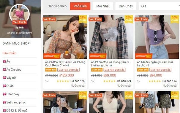 các shop bán quần áo quốc tế trên shopee6