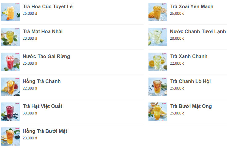 Menu/thực đơn MIXUE