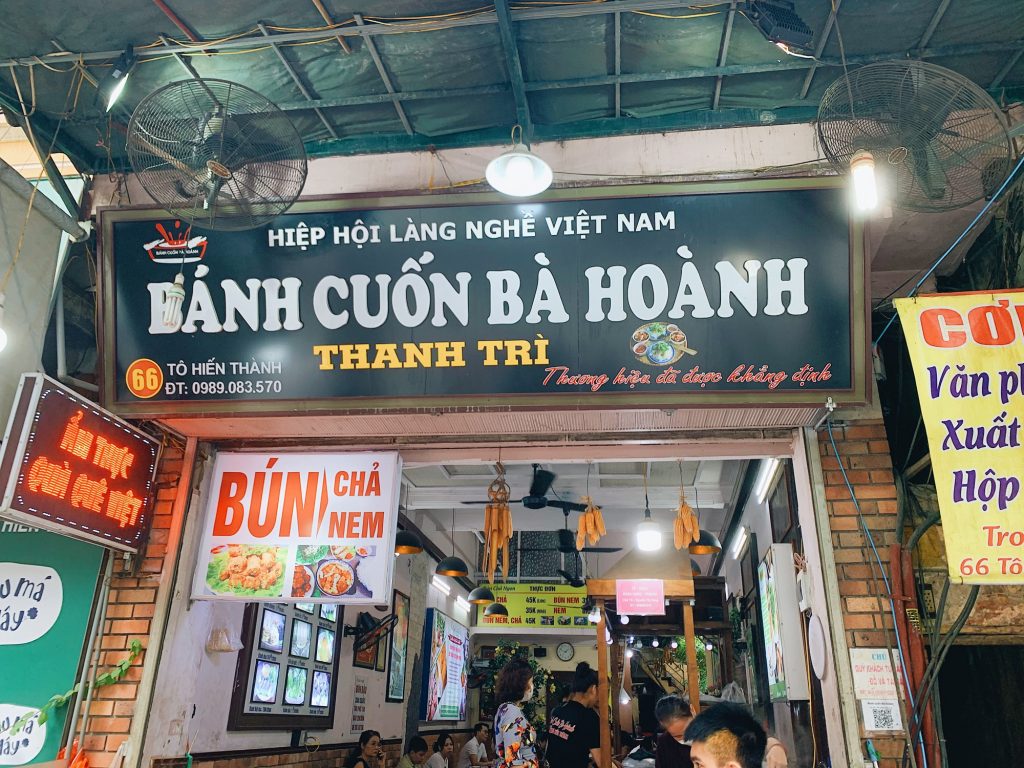 Bánh cuốn Bà Hoành thực đơn/menu/giá