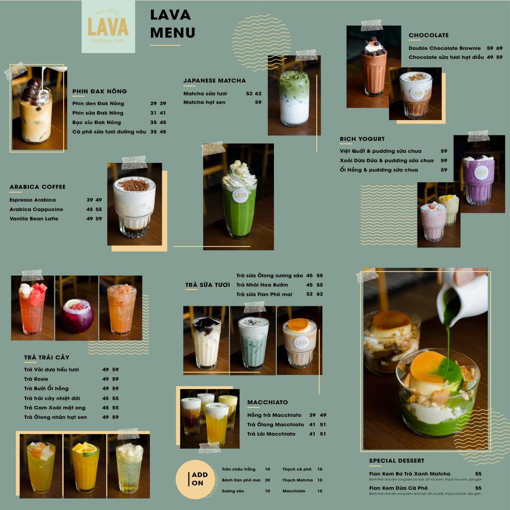 menu lava coffe