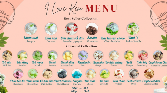 kem tự chon ilove kem menu/thực đơn/giá