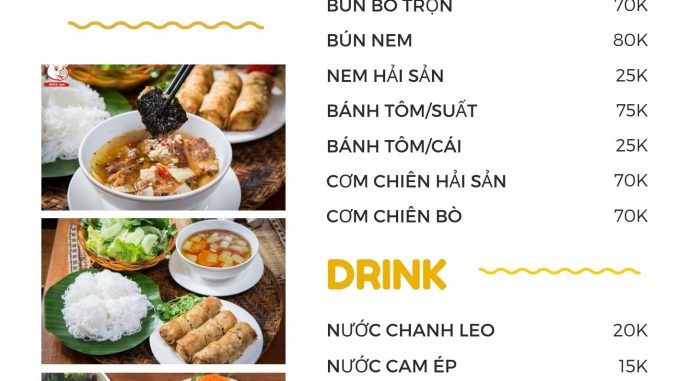 Menu chính bún chả sinh từ