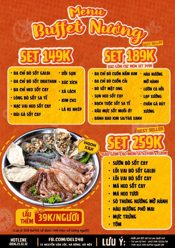 Menu chi tiết tại DELI