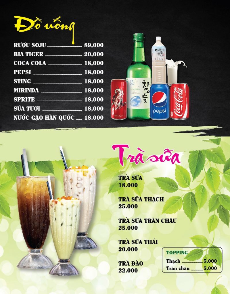 mỳ cay seoul menu 