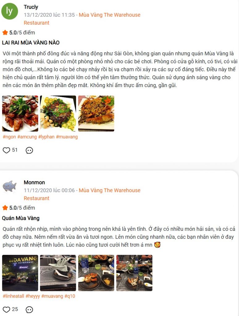 review Nhà hàng Mùa Vàng