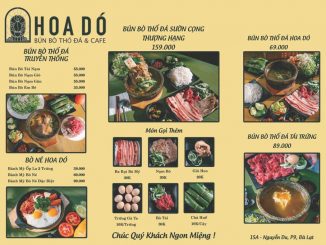 Bún Bò Thố Đá Menu