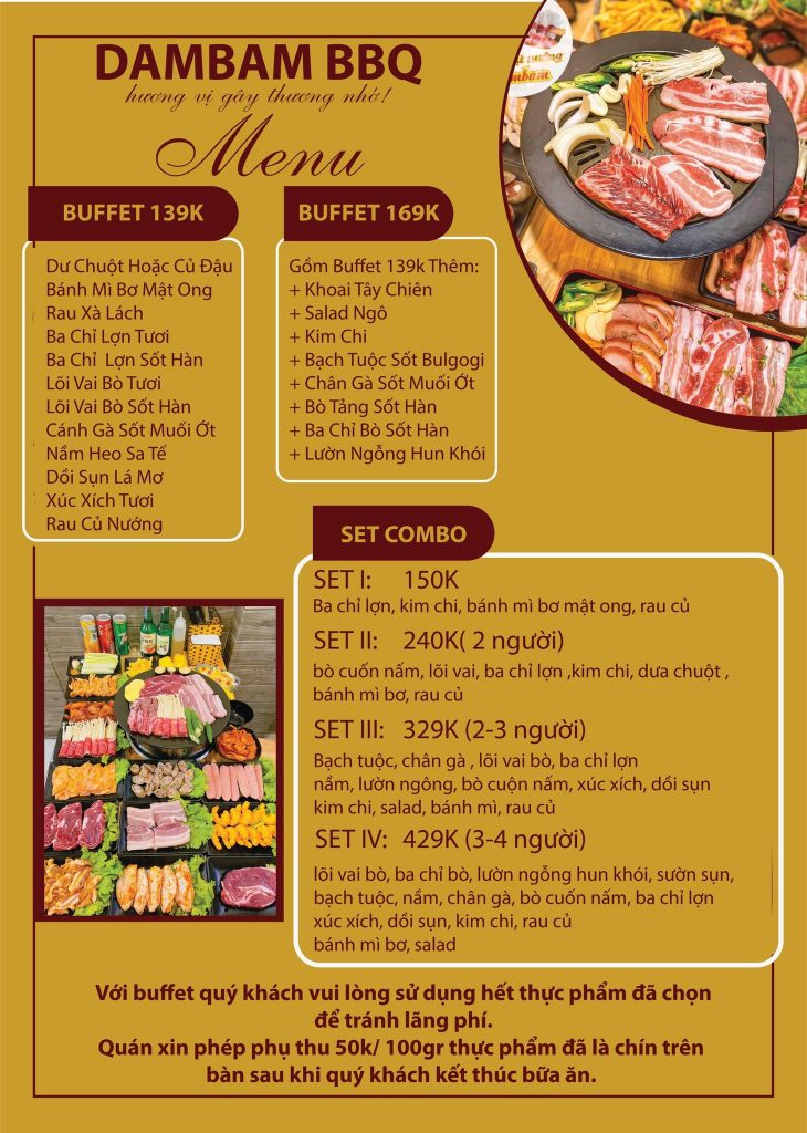 Dambam bbq Menu