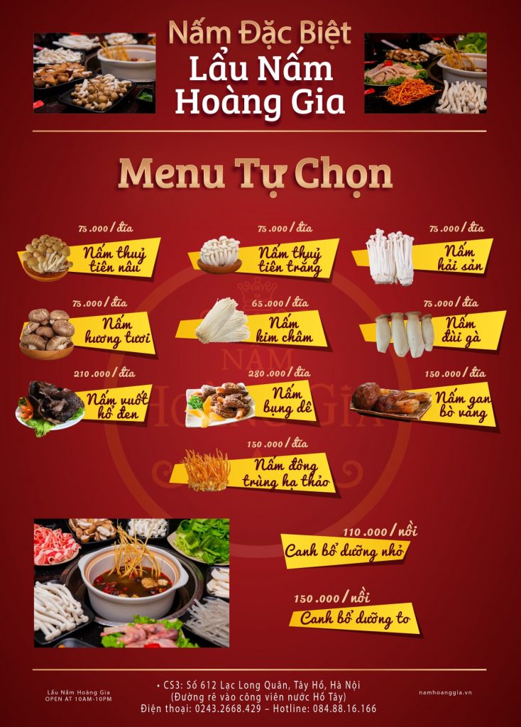 Lẩu Nấm Hoàng Gia Menu