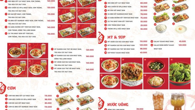 tasaki bbq menu