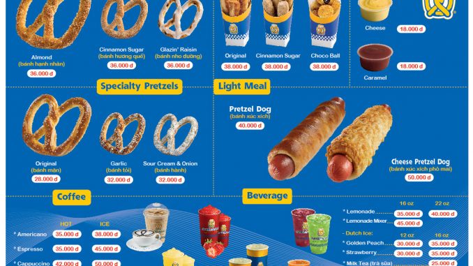 Auntie Anne's Menu