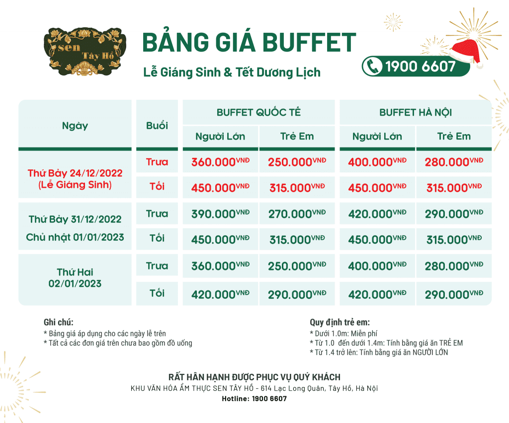 Buffet Sen Hồ Tây Menu