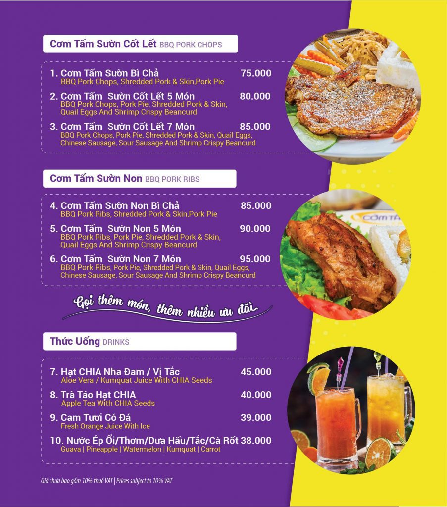 Cơm Tấm Cali Menu