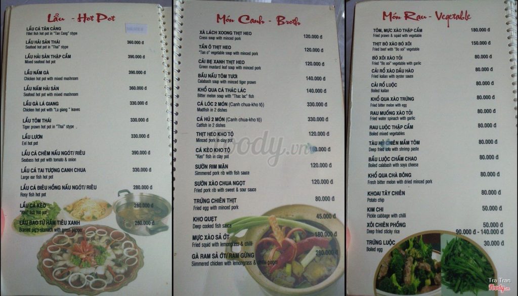 Nhà hàng Tân Cảng Menu