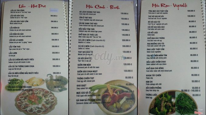 Nhà hàng Tân Cảng Menu