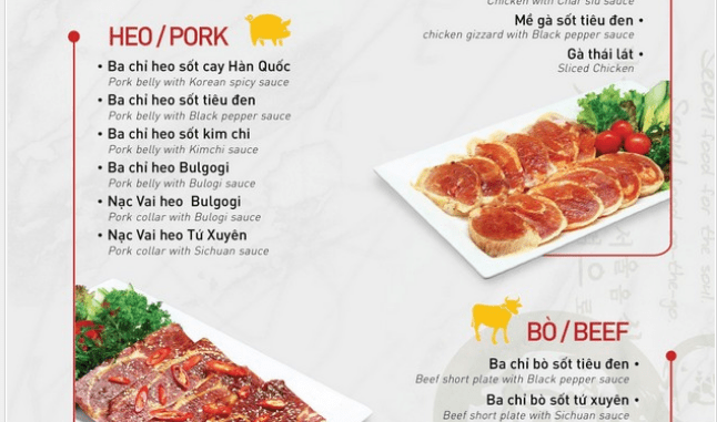 Buffet Seoul Garden Menu