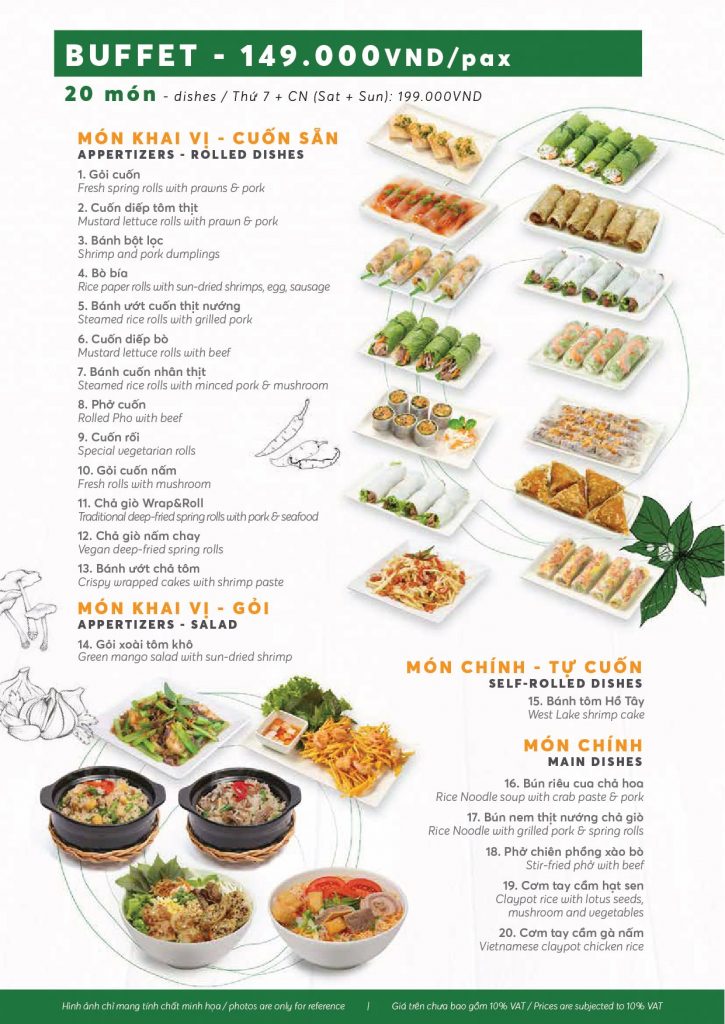 Wrap & Roll Menu Giá tham khảo