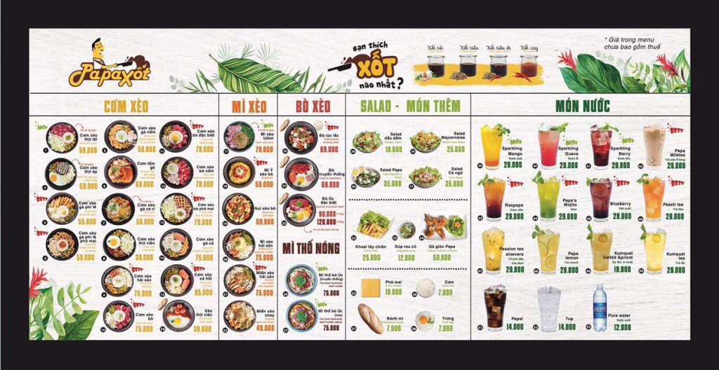 PapaXốt  Menu