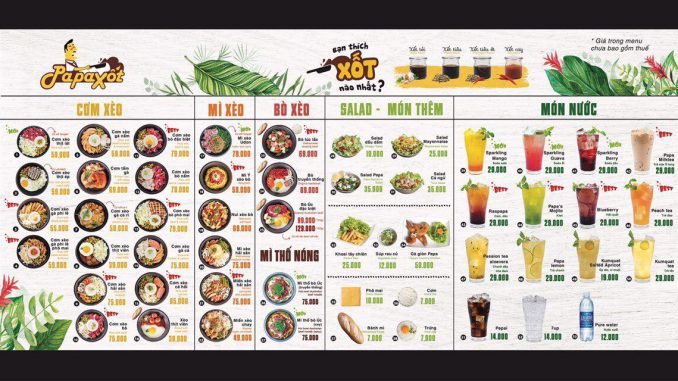 PapaXốt  Menu