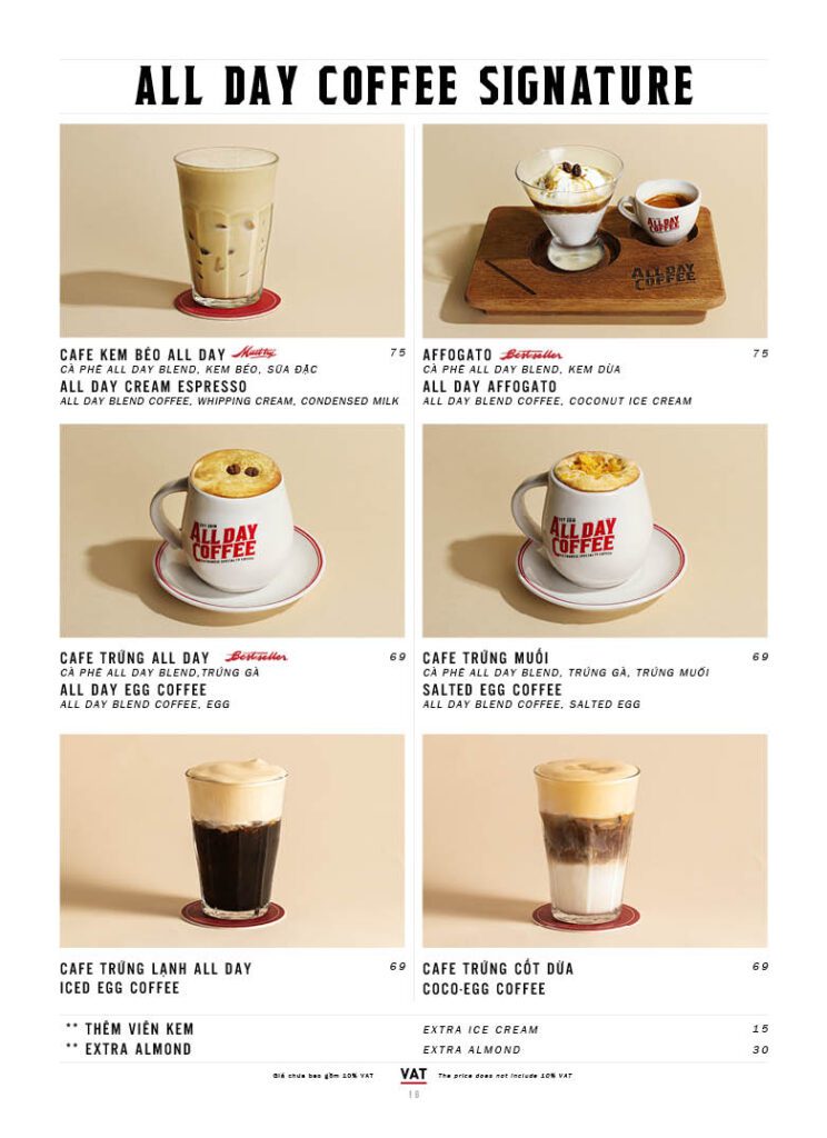 All day coffee menu