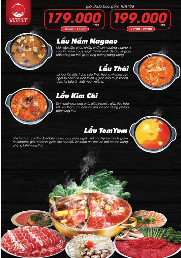 lẩu Băng Chuyền Osaka Menu