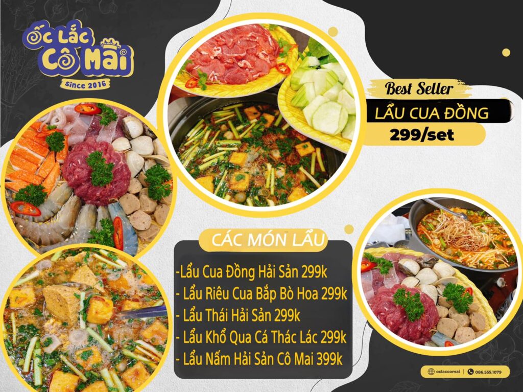 ốc lắc cô mai menu