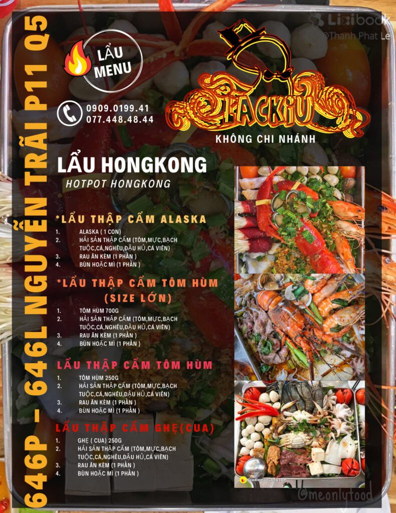 quán lắc kiu menu