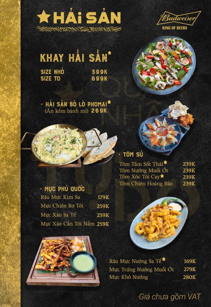 quán nhậu tự do menu