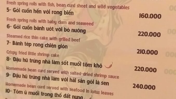 bếp nhà lục tỉnh menu