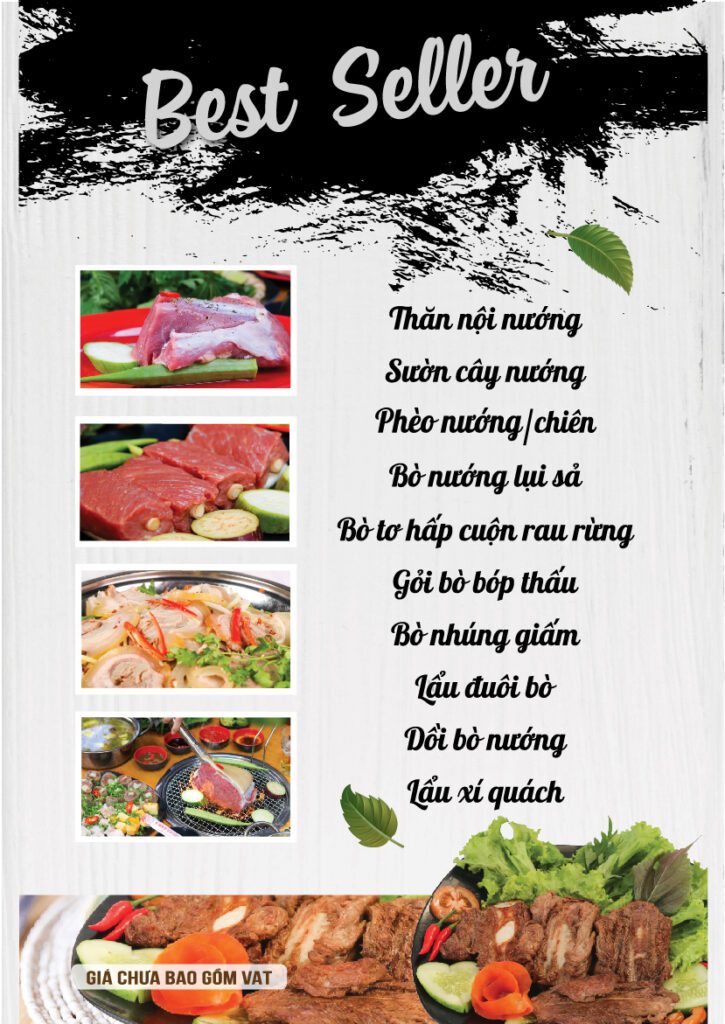 Bò Tơ Nhân Phát Menu món nướng 