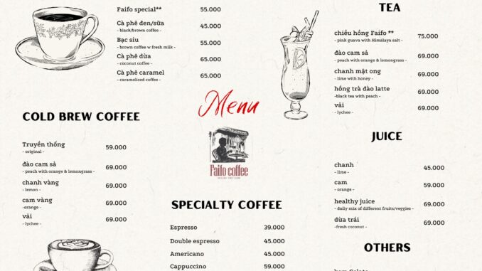 Faifo Cafe Hội An Menu