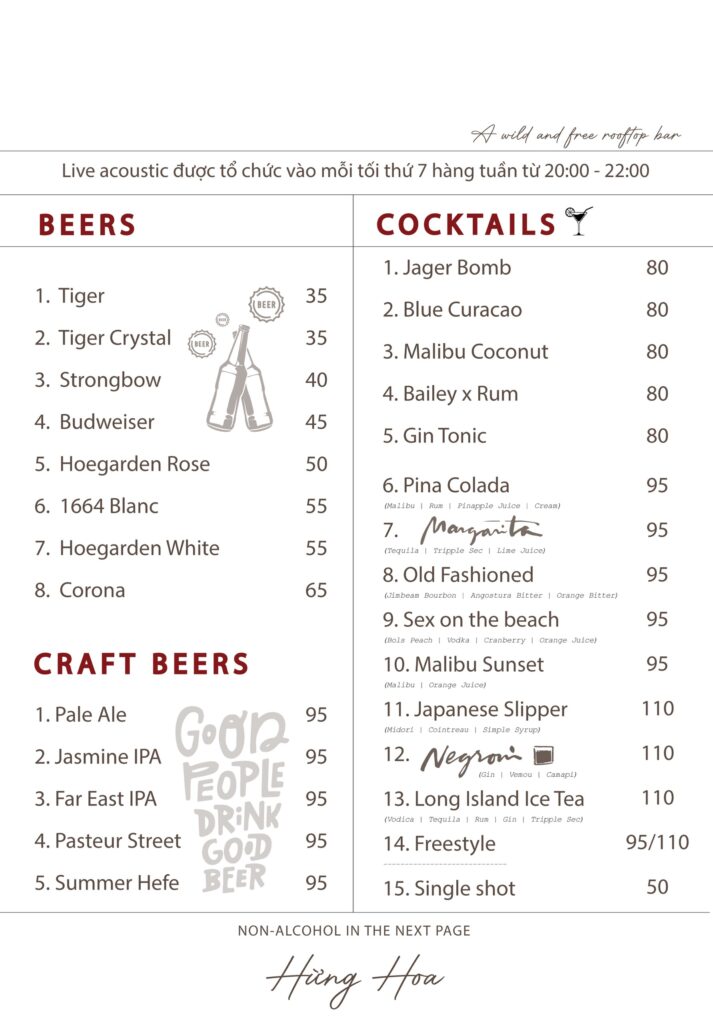 HỪNG HOA BEER MENU