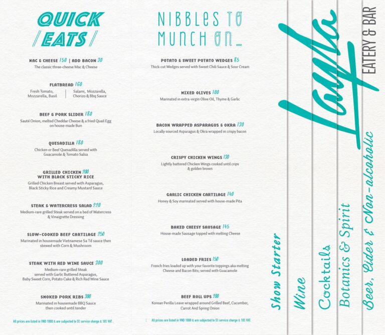 Layla Eatery & Bar Menu 