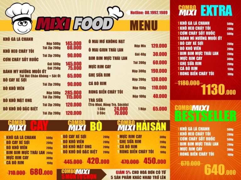 mixifood menu