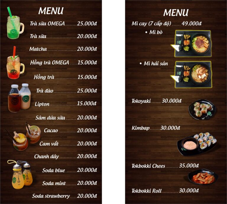 mỳ cay omega menu