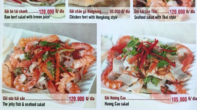 nhà hàng hương cau menu