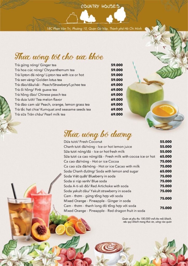 Country House Cafe Menu