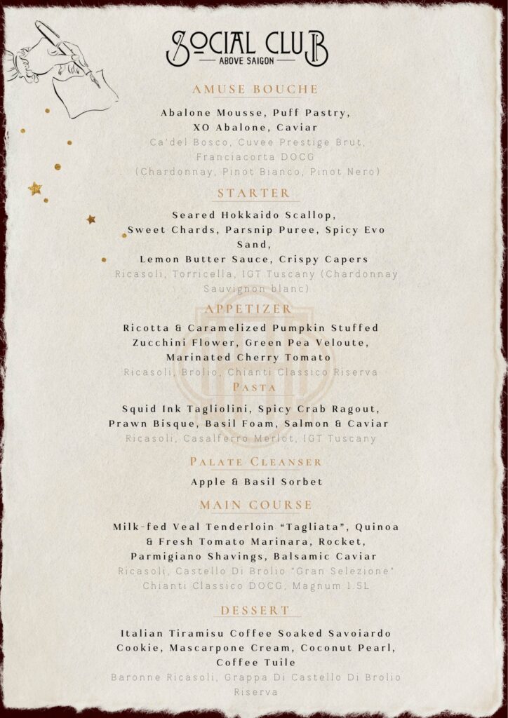 Social Club Rooftop Menu