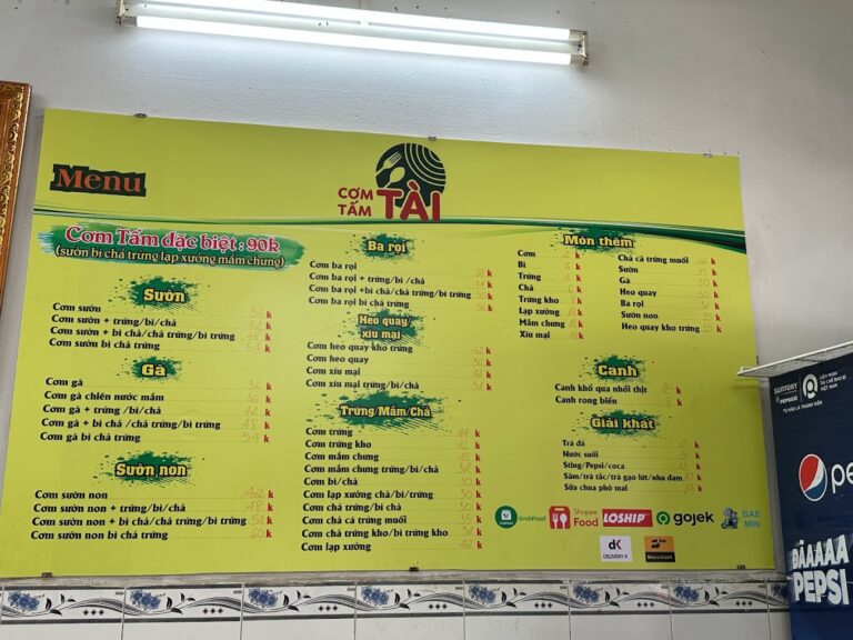 Cơm Tấm Tài Menu