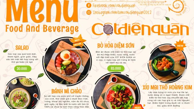 Bánh mì chảo Cột điện quán menu