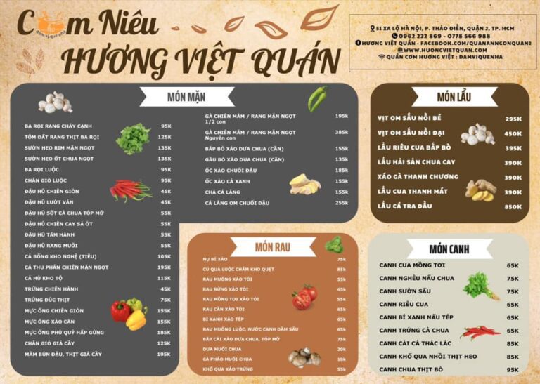 Cơm Niêu Hương Việt Menu