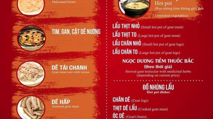 lẩu dê nhất ly menu