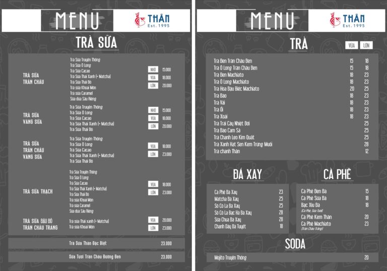 TRÀ SỮA THÂN MENU