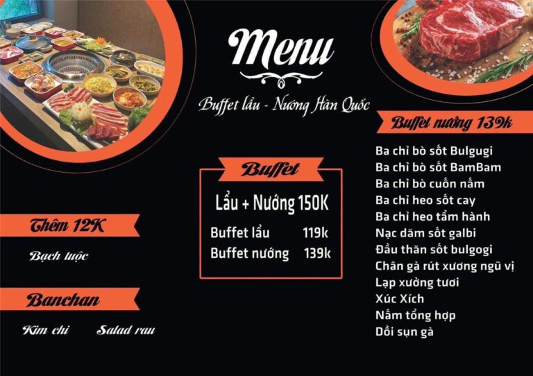 Bủng buffet menu