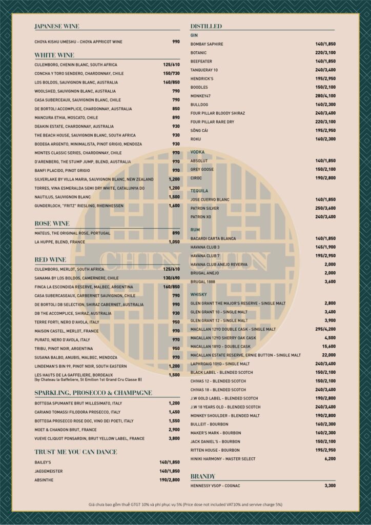 chin chin bar menu